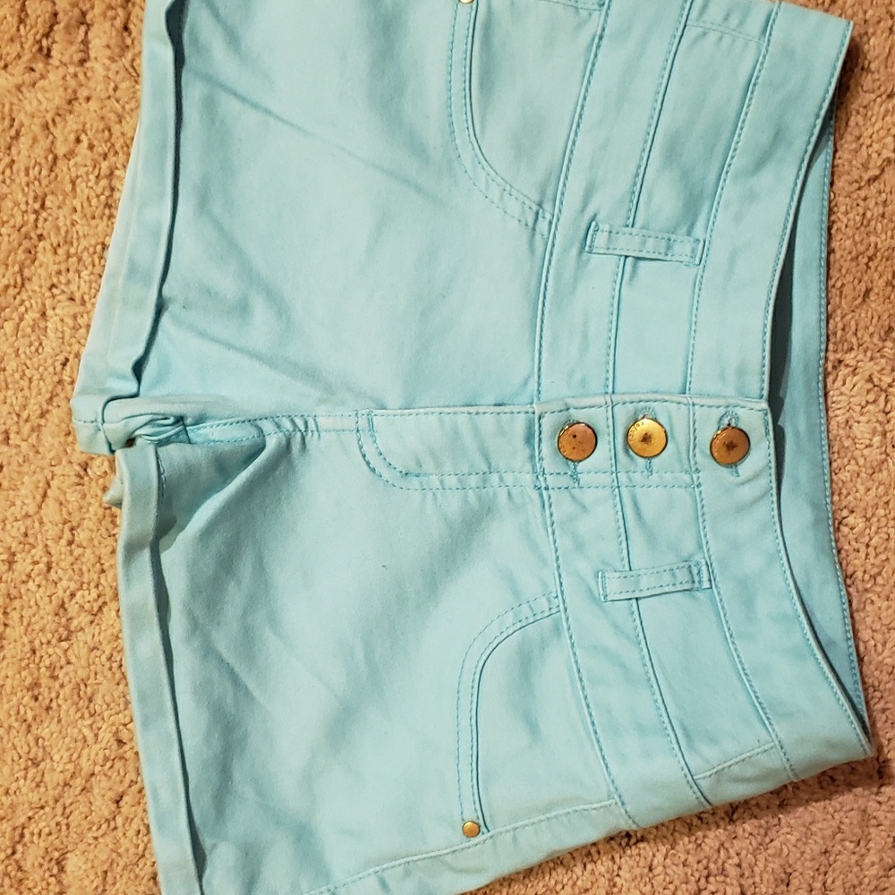 High wasted blue shorts